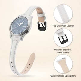 Ritche Quick Release Leather Watch Bands for Women Ladies Watch Straps Replacement 12mm 14mm 16mm 18mm 20mm Black/Light Pink/White/Brown/Gray/Dark Blue, White & Black, 20mm, Traditional