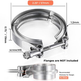 WYSIWYKA 2.25 Inch V Band Clamp 304 Stainless Steel, for Turbo Exhaust Downpipe, Racing Ford Pickup Truck Exchange Exhaust Systems(2 Pack)