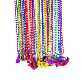 YSPPF 36Pcs Mardi Gras Bead Necklace Bulk Multi Colors Mardi Gras Throw Beads Parade Guitar Saxophone Music Party Gift