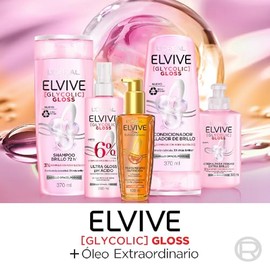 Kit L'Oréal Paris Elvive Óleo Extraordinario 100 ml + Elvive Acondicionador Glycolic Gloss, con Ácido Glicólico, 370 ml + Shampoo Glycolic Gloss, con Ácido Glicólico, 370 Ml