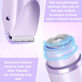 2 in 1 Damenrasierer Elektrisch, IPX7 Wasserdicht Elektrischer Rasierer, Intimrasierer für Frauen, Gesichtsrasierer Frauen, Bikini Trimmer, Dual Head Shaver Für Achselhöhlen, Gesicht, Beine, Arme