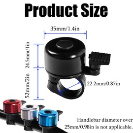 4 PCS Bike Bell Aluminum Bicycle Bell Mini Cycle Bell Waterproof Bike Ring Bell with Loud Crisp Clear Sound for 2.2cm/0.87in Handle Kids Adults Scooter Mountain Road Racing Bikes