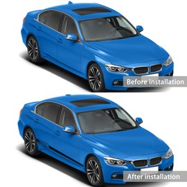 LANZMYAN 2Pcs Car Body Side Decal Auto Vinyl Sports Racing Stripe Side Skirt Hood Sticker Universal Exterior Decoration Accessories(82.6”x4.5” Black)