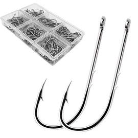 Thekuai fishing hooks 100 Pack Baitholder Walleye Rig Live Bait Hook High Carbon Steel Black Nickel Down-Turned Eye Surf Fishing Bass Crawler Harness
