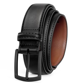 VONMELLI Men's Belt Genuine Leather Belt for Men Dress Casual Golf Jeans Pants 1 3/8" Black Fits Waist 36"-42"