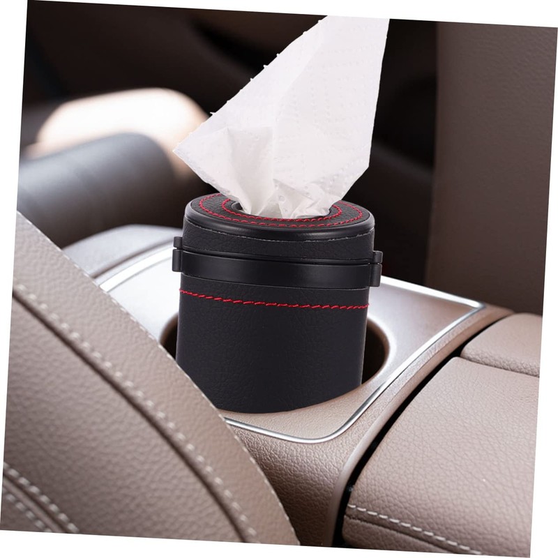 KONTONTY Car Tissue Cylinder Box Round Tissue Paper Holder Dispenser