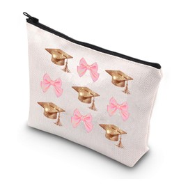 WSNANG Graduation Gift Coquette Pink Bow Graduation Hat Makeup Bag Coquette Pink Bow Cosmetic Bag Coquette Bow Gift (Graduation Hat bag)