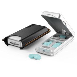 JEINAPA Cortador De Pastillas Con Dispositivo De Centrado Automático, Cortador De Pastillas De Aluminio Con Hoja De Acero Inoxidable 316L, Estuche De Cuero Genuino, Cortador De Pastillas Profesional P