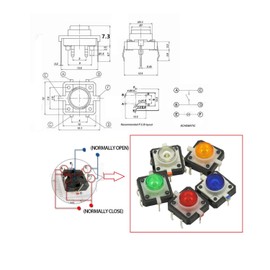 10 PCS 12X12X7.3 Tactile Push Button Switch Momentary Tact LED 5 Color 12X12X7.3mm 12 * 12 * 7.3mm