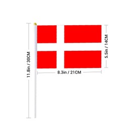 20 Pack Small Denmark Flags on Stick Mini Handheld Danish Flag for Parades, Independence Day and Patriotic Events 5x8 Inch Durable Weather-Resistant Flags with 12 Inch Sticks(Denmark)