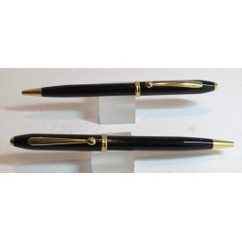 TERZETTI SET OF 2 TERZETTI Slim Metal TOWNSEY BLACK/GT BALLPOINT PEN -CLICK TOP
