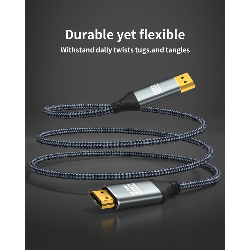 4K DisplayPort to HDMI Cable 3.3Feet, Supports 4K@60Hz/2K@120Hz, Uni-Direction DP