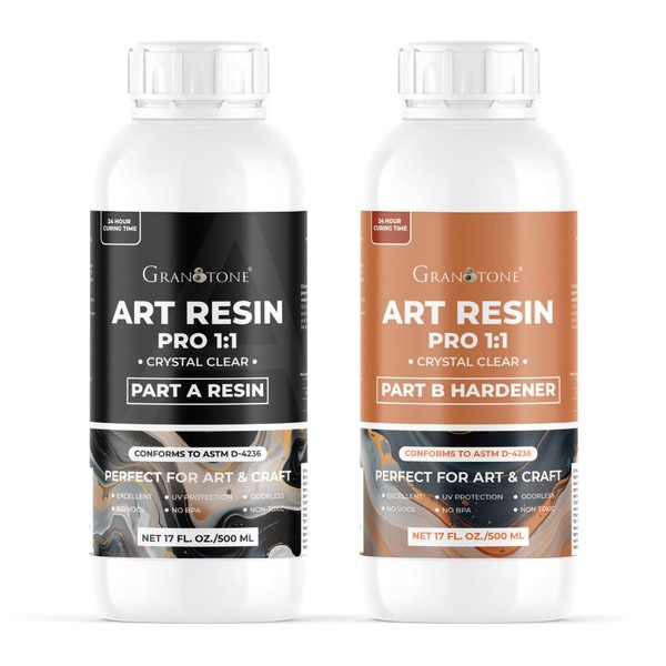 GRANOTONE Crystal Clear Epoxy Resin Art Kit - 34OZ Pack
