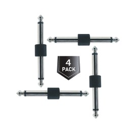 Amavoler Professional Guitar Pedal Coupler, 1/4 inch TS Guitar Effects Pedal to Pedal Connector Straight Type (4 Pack) (Black)