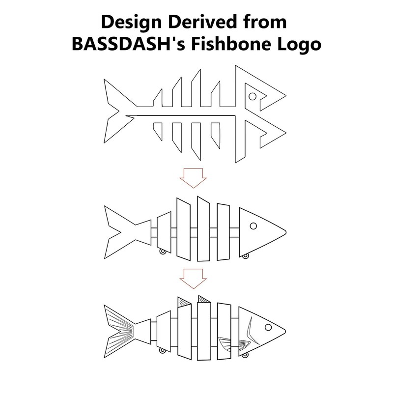 BASSDASH Bone Multi Jointed Swimbait 3-Pack, 3.7in/0.66oz Hard Fishing Lure