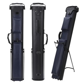 Oztwel 2x4 Pool Cue Case, Hard Pool Cue Case, Billiard Cue Case with Stand, Billiards Accessories Holds 2 Cue Butt and 4 Cue Shafts (Black+blue)