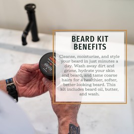 Live Bearded 3-Step Beard Grooming Kit - Wash, Oil and Butter - Made in the USA - All-Natural Ingredients with Shea, Jojoba - Growth Support | Forge Scent - Hinoki Cypress, Clove, Amber