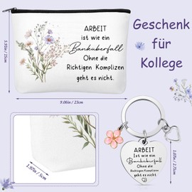 Xuniea Farewell Gift Set for Work Colleague Employee Work Is Like A Bank Robbery Keyring Cosmetic Bag Thank You Gift for Job Change Retirement Birthday Christmas, As shown in the picture