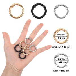 30 Pcs Crochet Bag Rings Trigger Spring O Rings Set Circle Carabiner Metal Round Carabiner Clips Replacement Snap Buckle For Keychains Bags Purses Handbags Strap Diy Crafts (Gold, Silver, Black)