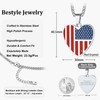 Bestyle Women Stainless Steel US Flag Necklace Heart American Flag