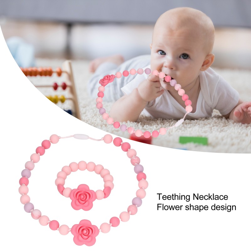 Teething Necklace Bracelet Silicone Flower Shape Design Elegant Exquisite Infant