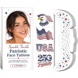 Brillo Facial Patriótico Pegatinas de Maquillaje Brillantes con Bandera Faciales para el Día de la Independencia para Hombres Mujeres Desfiles Celebraciones y Eventos Deporti