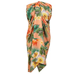 Sarong 46 Flower Leaf Beach Swimsuit Wrap Plus Size Cover up Pareo Orange