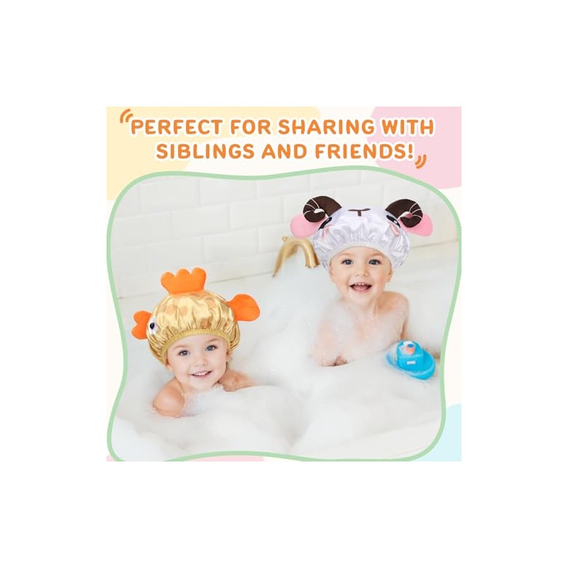 Kilofly kilofly 4pc Waterproof Reusable Bath Hat Kids Fun Cartoon