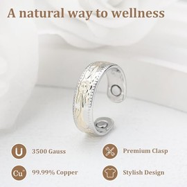BioMag BioMag Magnetic Copper Rings for Women Men with 3500 Gauss Magnets 99.9% Solid Pure Copper,Adjustable Fingers Ring with Jewelry Box (Plum silvergold)