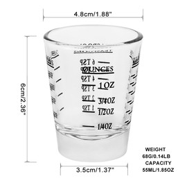 BTGLLAS Set of 4 Shot Glasses - Heavy Glass, Perfect for Measuring Espresso, Wine, and More 26-Incremental Measurement 1oz, 6 Tsp, 2 Tbs, 30ml (4, Black)
