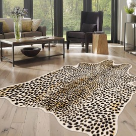 WARM HAVEN Oversized Cheetah Print Rug, Large Leopard Rug 6.2x8.2 Feet Faux Animal Print Skin Cheetah Area Rug for Bedroom Living Room Animal Fur Hide Rustic Antelope Deer Multicolor