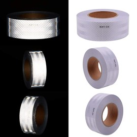 White High Visibility DOT-C2 Reflective Tape 2 inch x 75 feet Safety Warning Conspicuity Tape Waterproof Self-Adhesive Tape for Trailer Vehicles Trucks Vans Bikes Cargos Helmets Poles