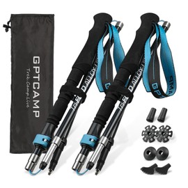 GPTCAMP Walking Sticks Collapsible Hiking Poles,Lightweight Trekking Poles Made of Carbon -Aluminum,2pcs Folding Halking Stick for Men & Women,with Extra-Long Foam Handle and Flip Lock,Blue