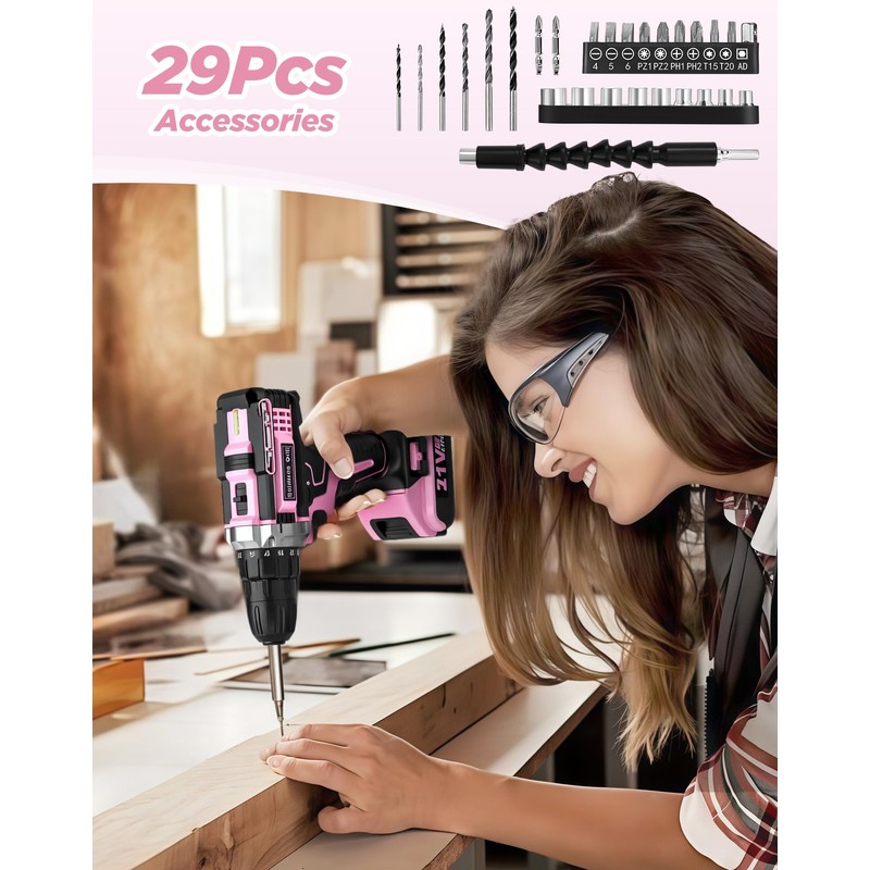 KELNOW Drill, 21V Cordless Drill with Dual 2.0Ah Power Pack