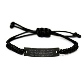 Funny Mother Black Rope Bracelet, May Your to-Do List Be Empty and.!, Gifts for Mother, Present from Daughter, Engraved Bracelet for Mother