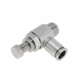 RATCHROLL Push to Connect Air Fittings 3/8" 90 Degree Air Flow Control Valve 304 Stainless Steel 3/8"BSPT 1 Pc Silver Tone