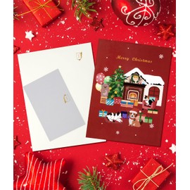 Magic Ants 3D Pop-Up Christmas Card with Festive Scene, Fireplace, Christmas Tree, Gifts, and Cute Animals – Holiday Greeting Card for Family, Friends, and Loved Ones