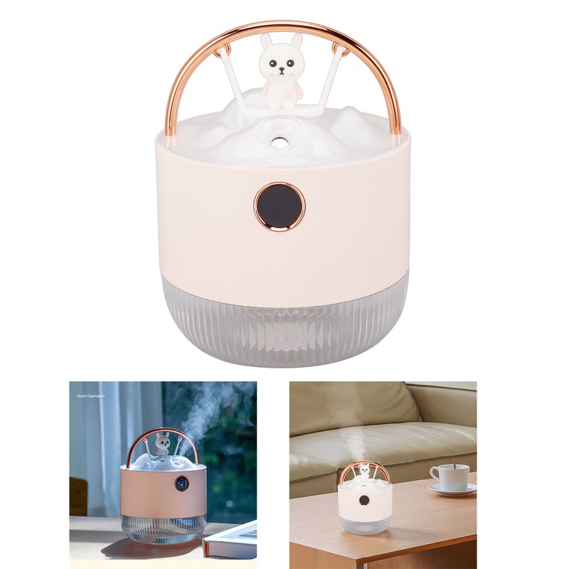 Mini Humidifier 600ml 40ml/H Dual Mode Bear On Swing Night