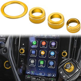 Auovo Volume Tune Knob Cover Fit for Subaru Crosstrek Impreza Accessories 2024-2026/2025-2026 Forester/20-25 Outback Legacy/ 22-25 WRX/ 24-26 Ascent Push Start Rearview Mirrors Knob Ring (4pcs, Gold)