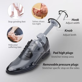 CuteHome Men Shoe Stretcher, 2-Way Shoe Tree,Shoe Expander Widener Stretch Length Width(Grey)