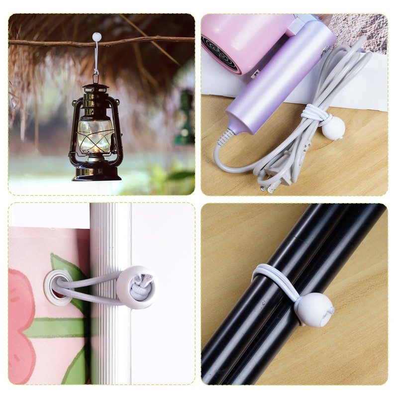 Ball Bungee Cord,Heavy Duty,White Tarp Ball Bungee Ties for Outdoor