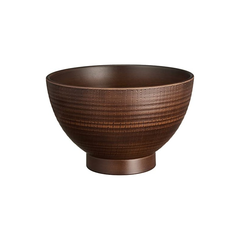 Ceramic Indigo Wood Grain Line Soup Bowl, Light Tea, Size: