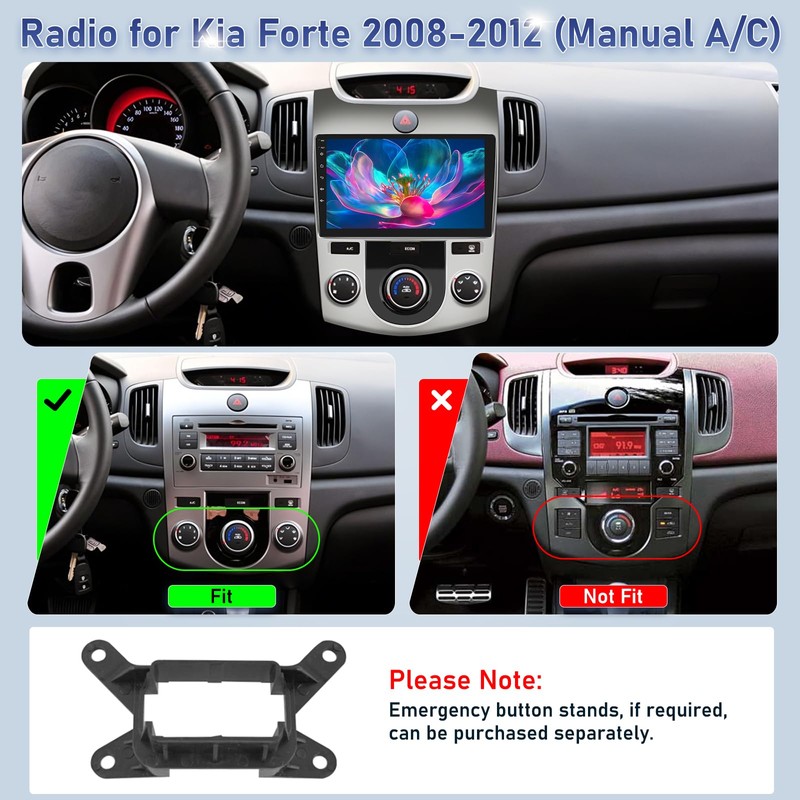 Volxcereo Car Radio for Kia Forte 2008-2012 (Manual A/C), [2+64]