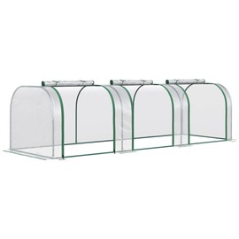 CHARMMA 10' x 3' x 2.5' Mini Greenhouse, Portable Tunnel Green House with Roll-Up Zippered Doors, UV Waterproof Cover, Steel Frame, Clear
