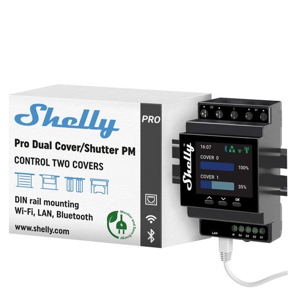 Shelly Pro Dual Cover/Shutter PM | LAN, Wi-Fi and Bluetooth
