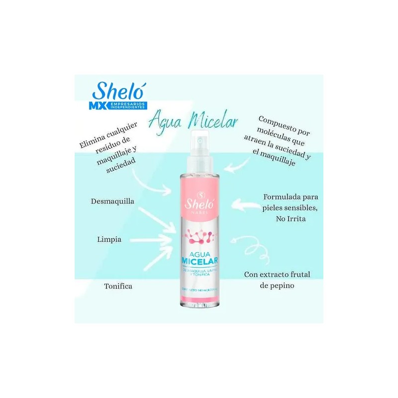 2 Pack Agua Micelar Limpieza Profunda Facial Sheló Nabel