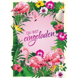 Edition Colibri 10 Flamingo Invitations: Birthday Invitations for Children, Girls/Boys, Set of 10, Summer Party / Garden Party, Aloha, Invitation Cards for Children's Birthday (11143DE)