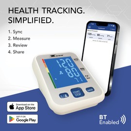 Zewa Premium Automatic Blood Pressure Monitor with Bluetooth and Extra-Large Display for Android & iOS