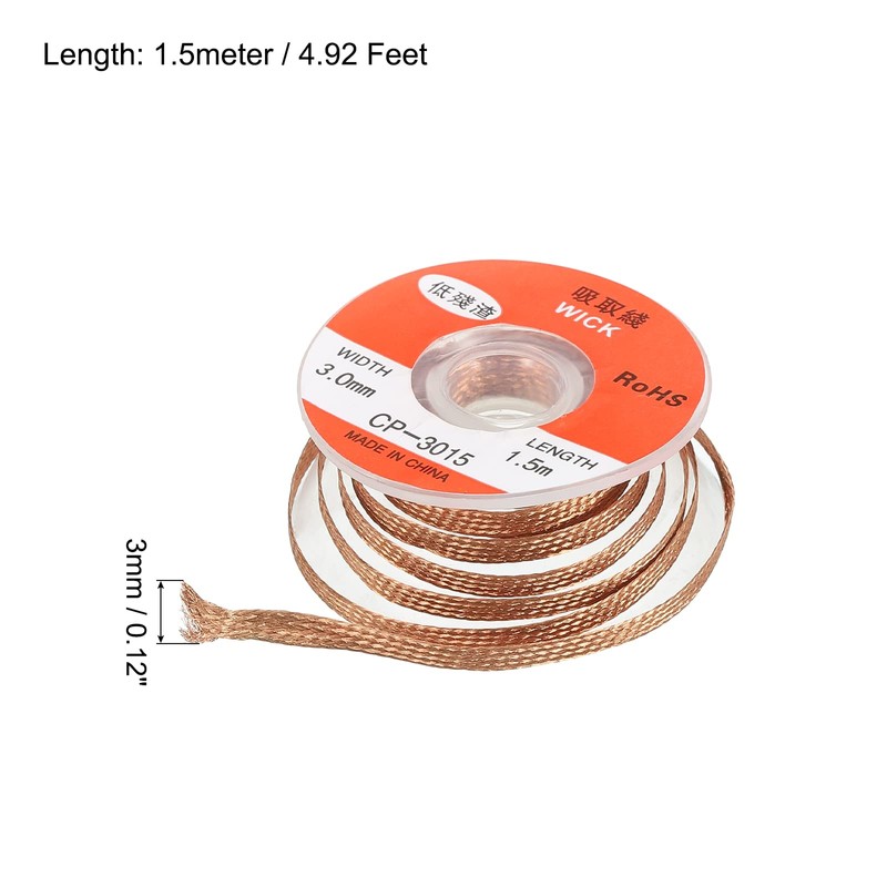 sourcing map Solder Wick Braid No-Clean Desoldering Wick Braid 0.12