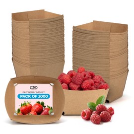 IDL Packaging Pint Berry Basket, Brown (Pack of 1000) - Strong and Food-Safe Cardboard Containers for Freezing or Storing Small Fruits - Perfect Farmers Market Supplies